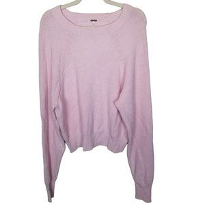 Free People Womens L Pink Long Sleeve Crew Neck Pu